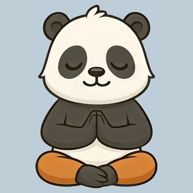 Mignon Panda Yoga Méditation Relaxation Chibi