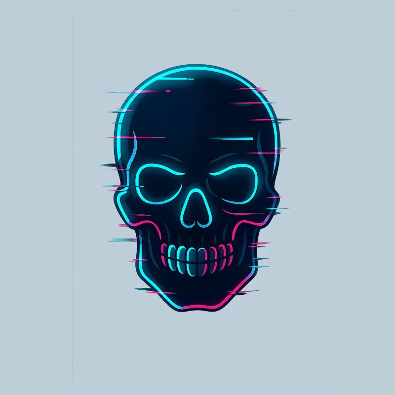 Neon Cyber Skull Design