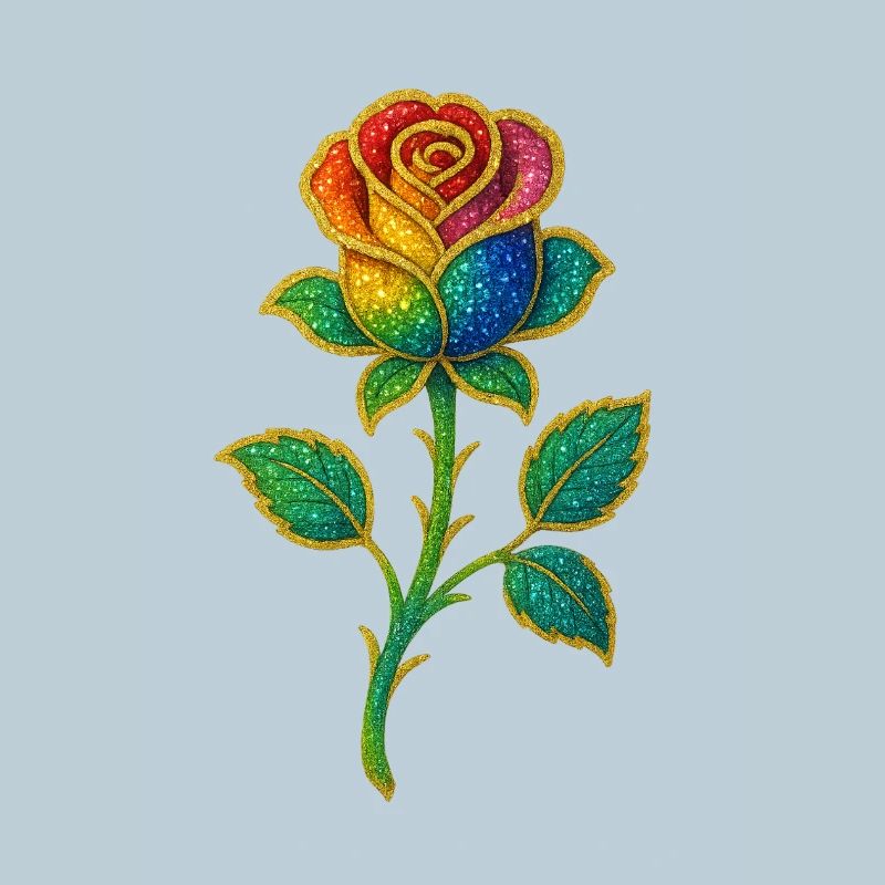 Regenbogen-Glitzer-Rosen-Design