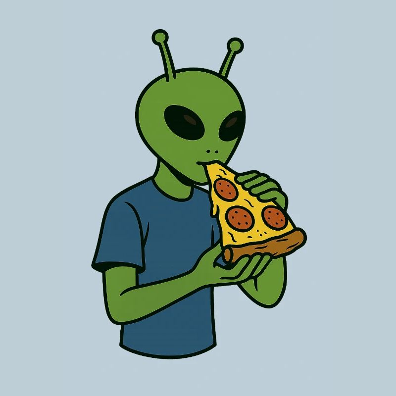 Alien mit Pizza-Snack-Design