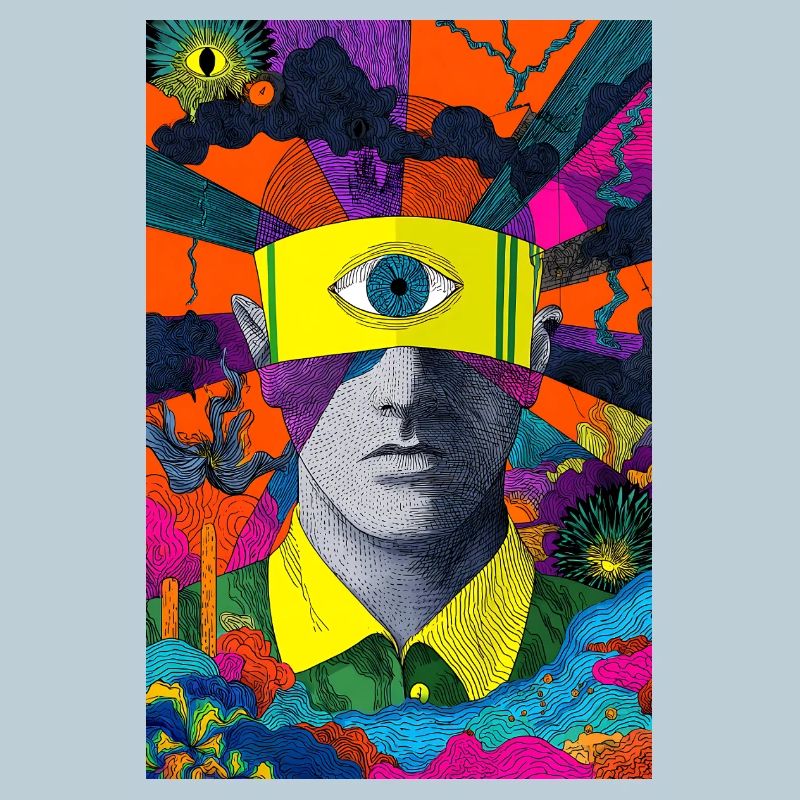 Visionäres Gesicht mit hypnotischem Blick