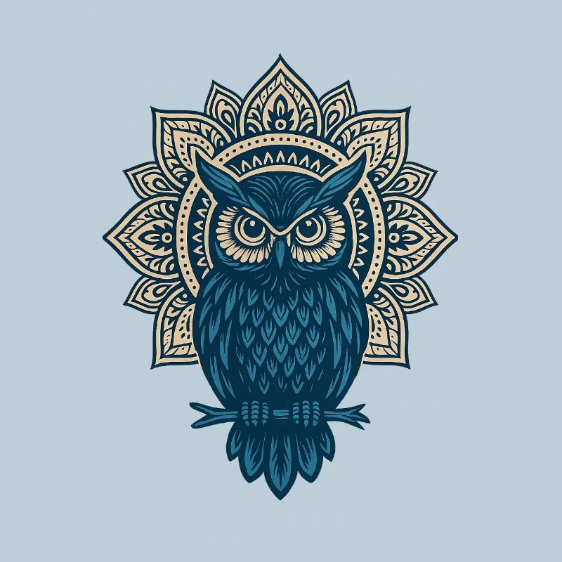 Blauer Eulen Mandala