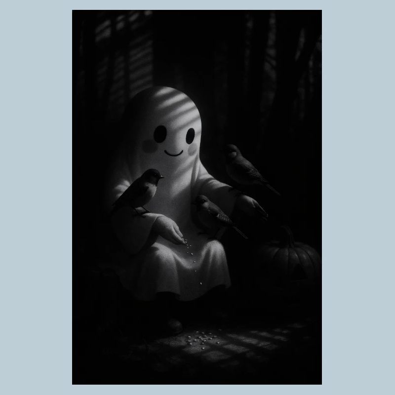 Whimsical Ghost and Birds