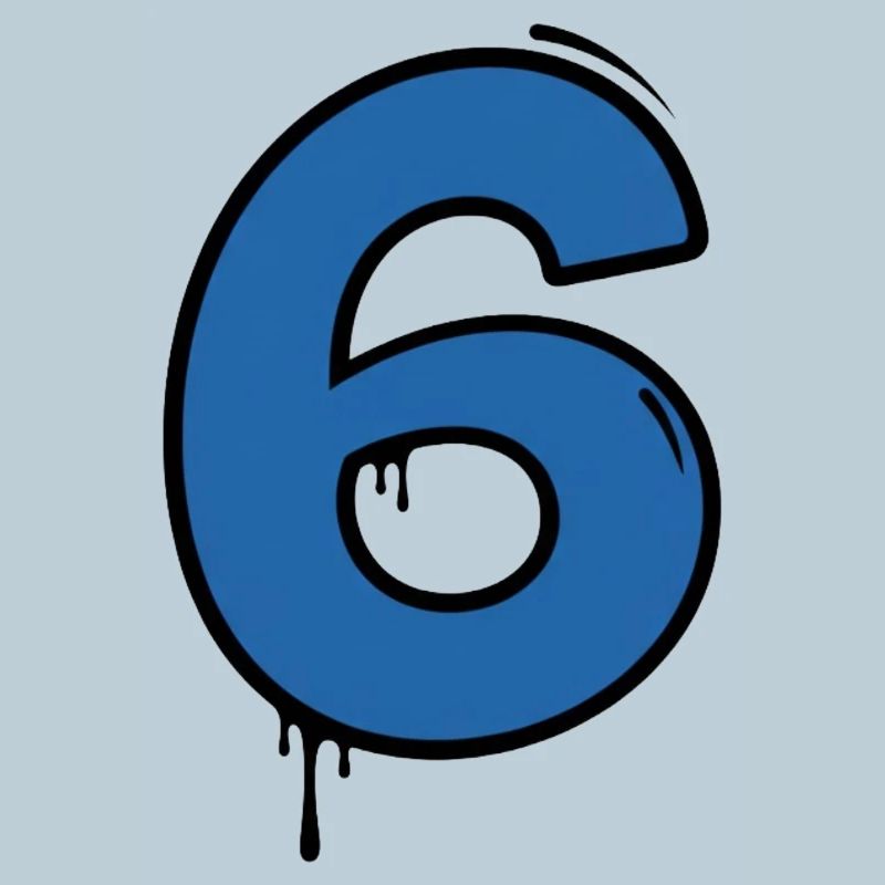 Graffiti Ziffer 6 Blau
