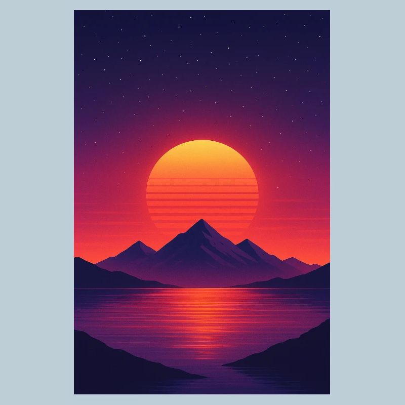 Coucher de soleil sur le lac alpin