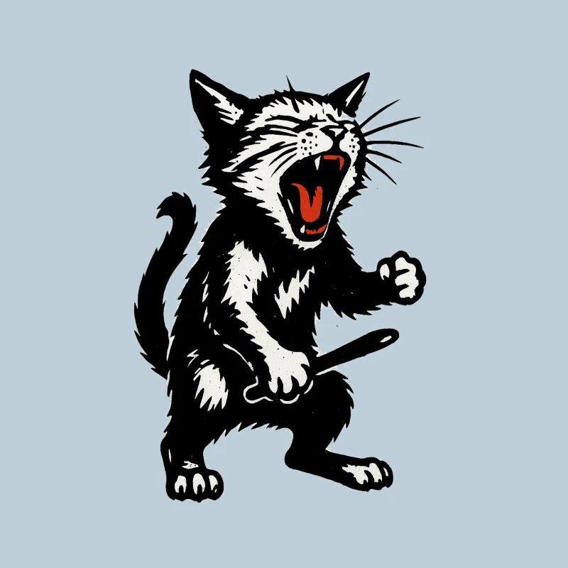 Angry Cat Black & White