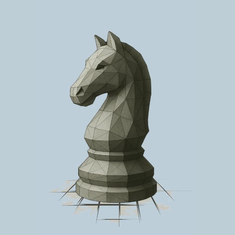 Low Poly Schach Springer Design