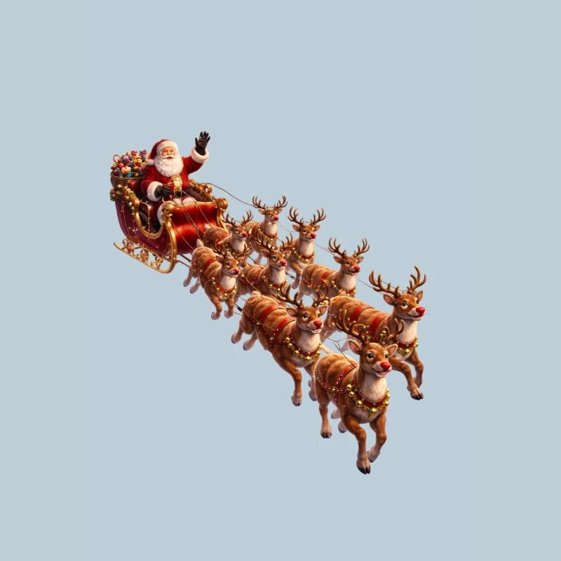 Santa mit Schlitten