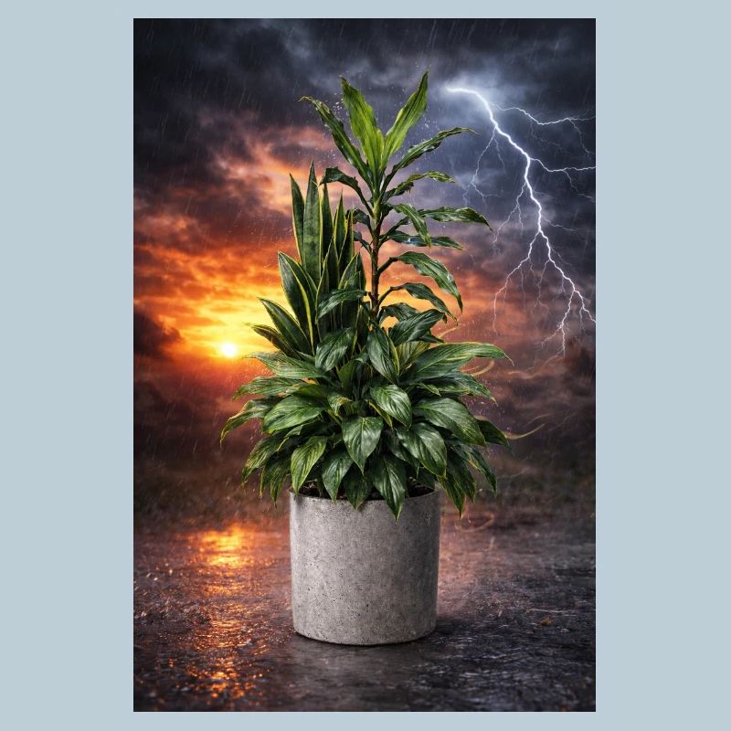 Pflanze im Sturmlicht