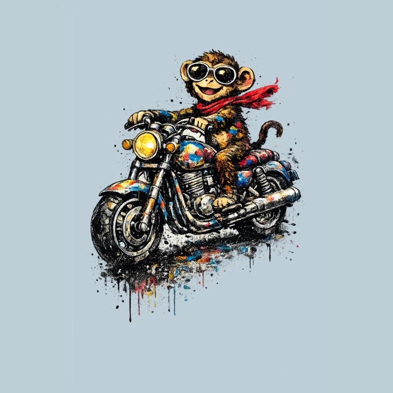 Monkey on motorcycle color explosion