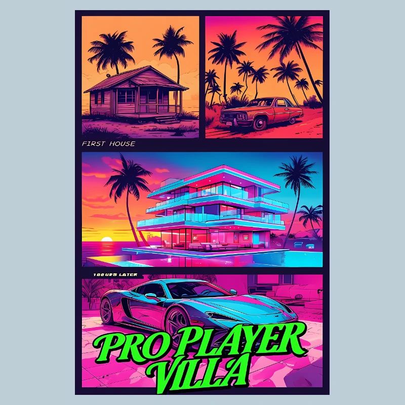 PRO PLAYER VILLA - Art de jeu Neon Synthwave