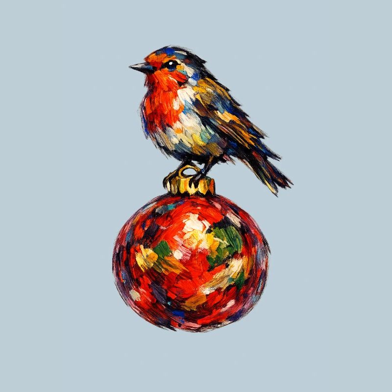 Vogel auf Weihnachtskugel . KI generiert