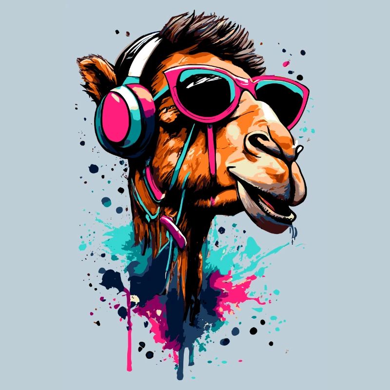 Dromadaire Camel Coloré avec Casque - DJ Camel