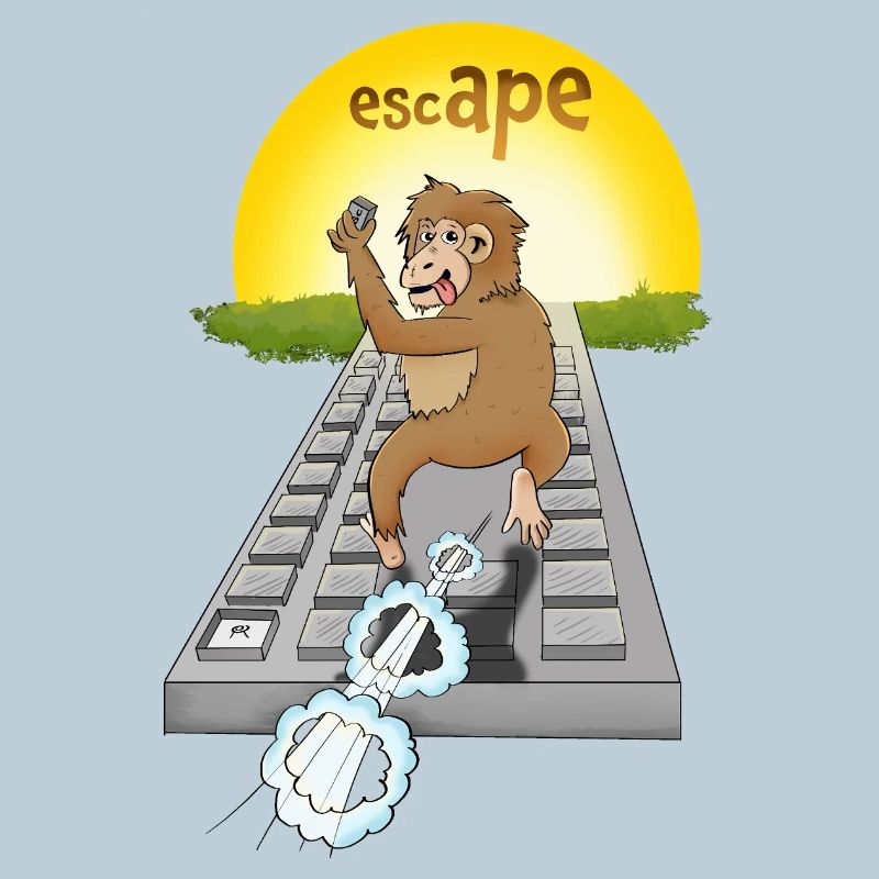 Design de singe humoristique avec clavier