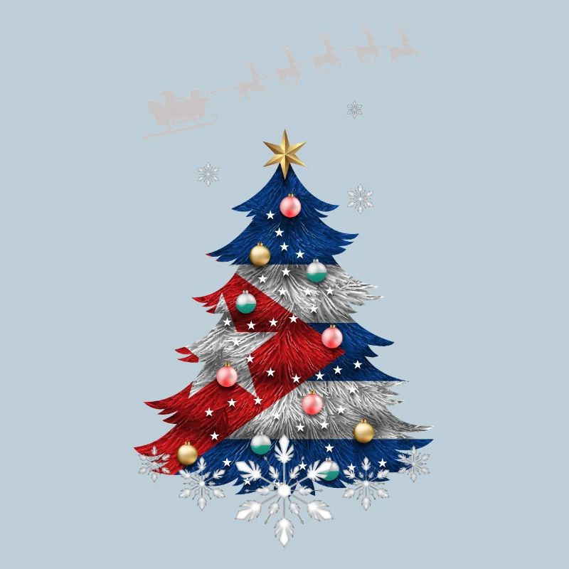 Sapin de Noël avec drapeau cubain