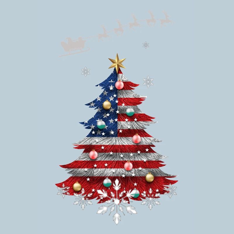 Christmas tree with USA flag