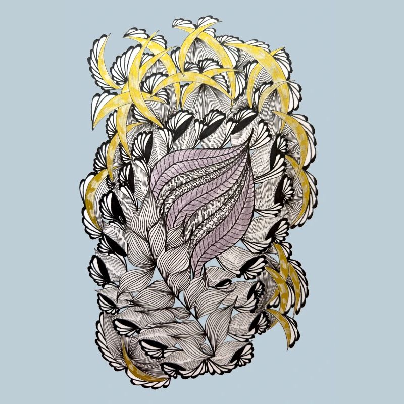 Tourbillon de feuilles avec anneau doré