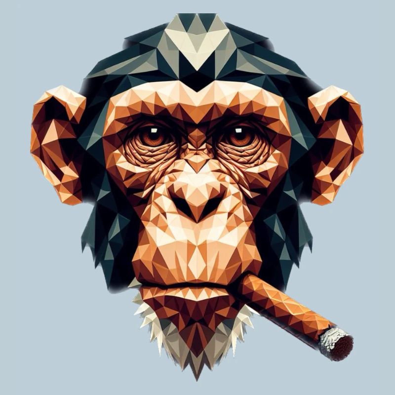 Ein Affe mit Zigarre im Polygon-Stil