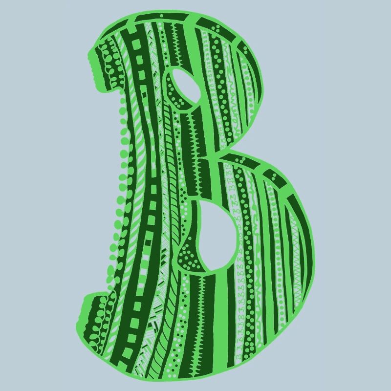 Lettre B avec caractère en vert