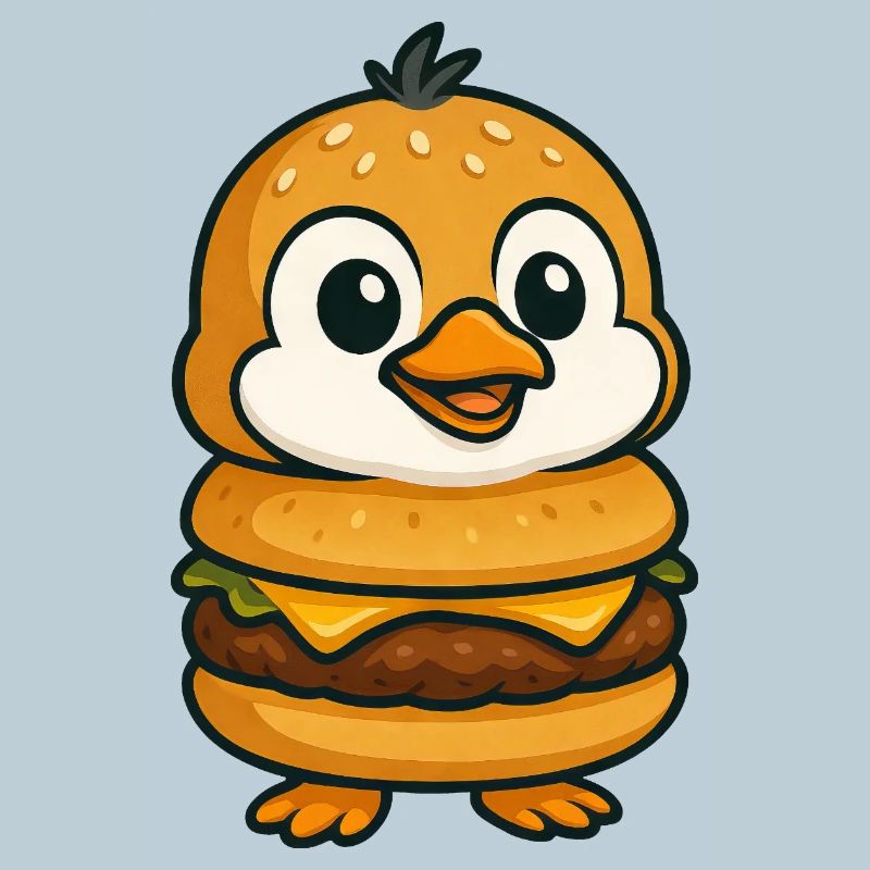 Funny Penguin Burger Cheeseburger Mythical Creature