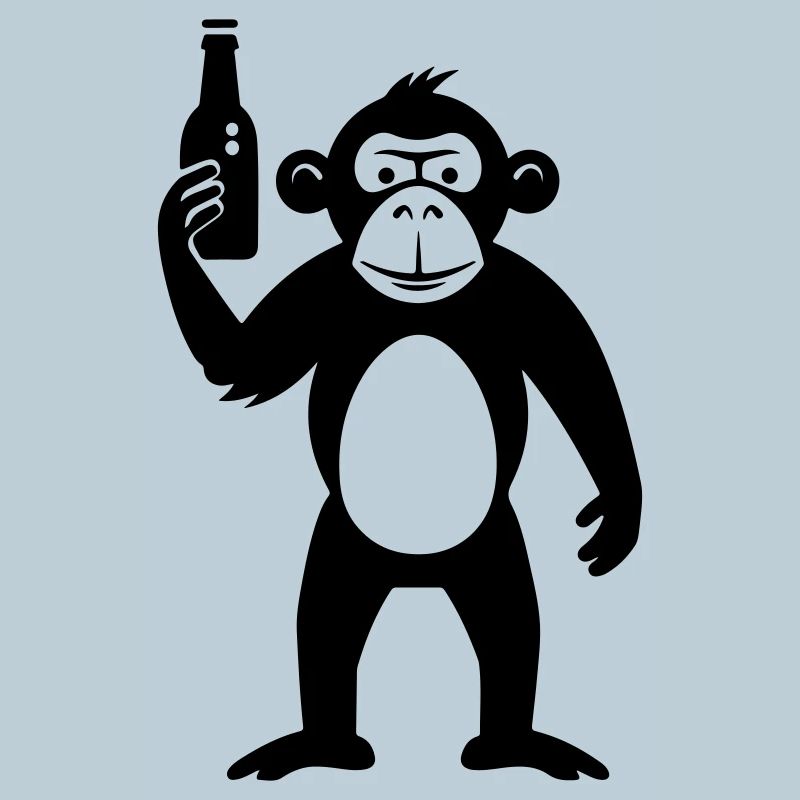 Affe mit Bierflasche