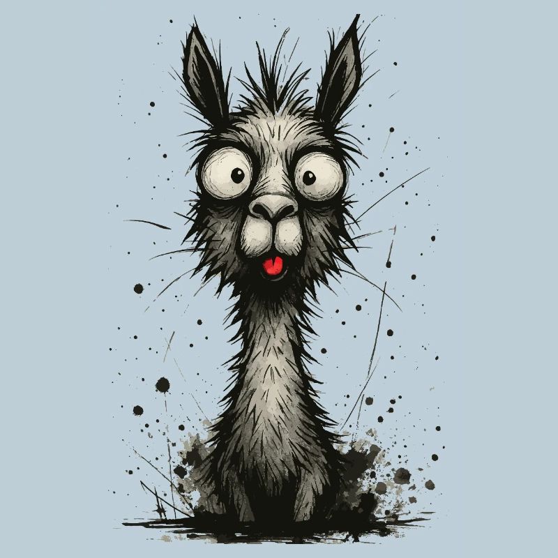 Lustiges Lama mit Zunge – Comic Splash