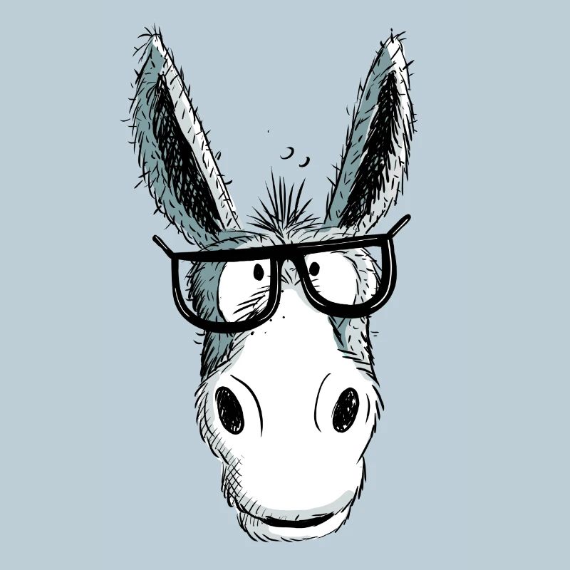Funny Gray Nerd Donkey With Glasses I Comic