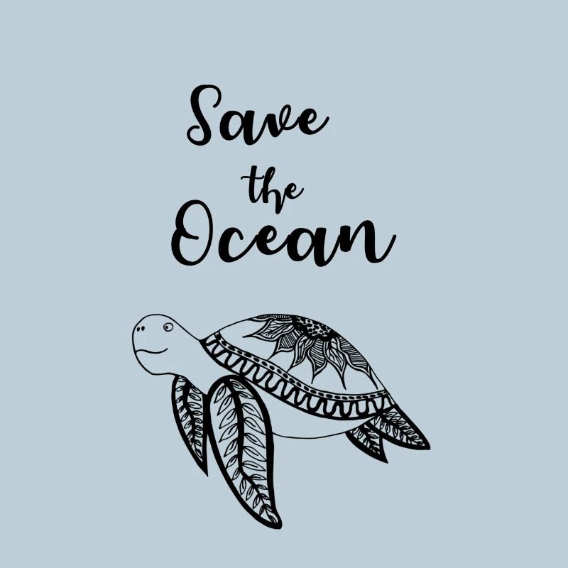 Save the Ocean slogan with turtle
