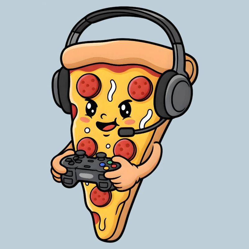 Gaming Pizza Cartoon