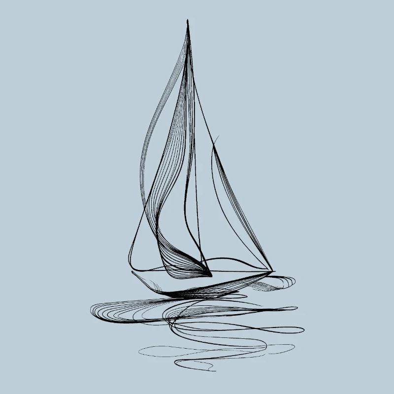 Art de lignes de voilier – Graphisme minimal noir