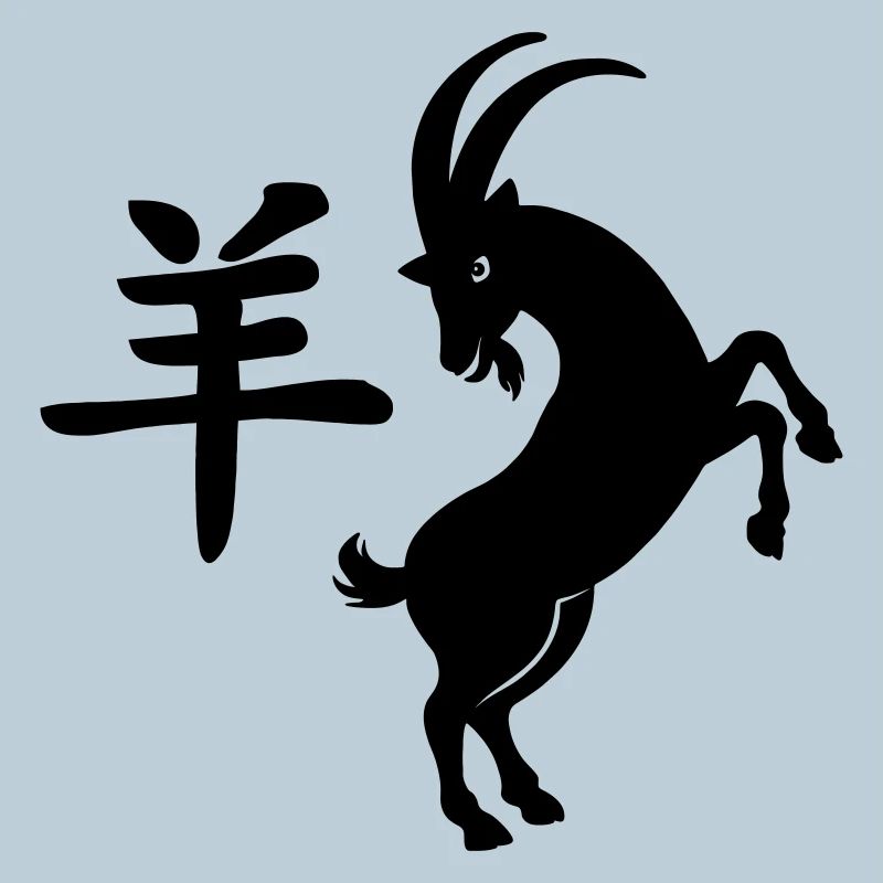 Chinese character goat with goat image