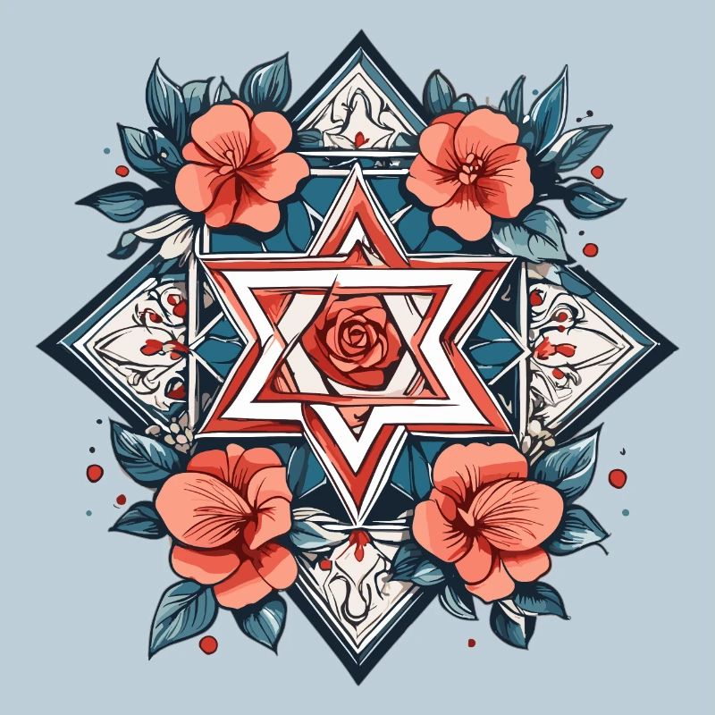 Jüdischer Stern mit Blumen