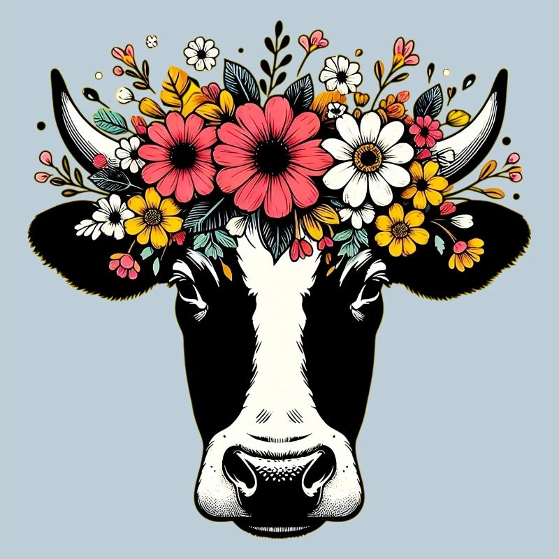 Kuh mit Blumen