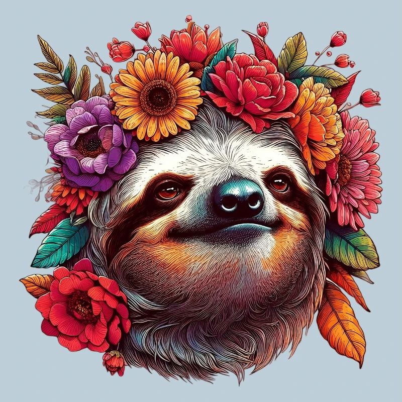 Faultier mit Blumen