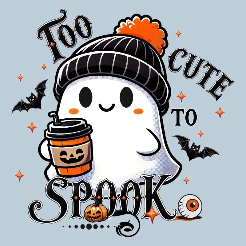 cool ghost with bobble hat & pumpkin spice latte