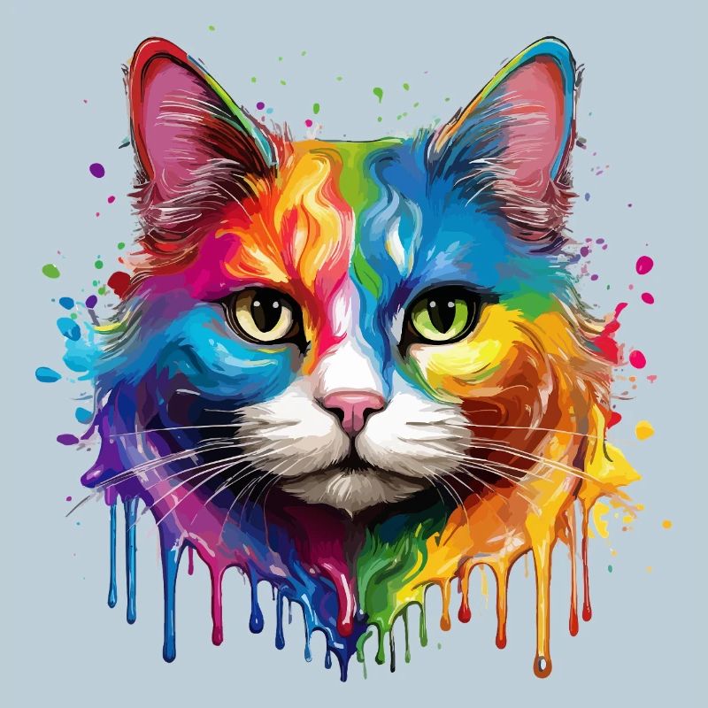Portrait à l’aquarelle de chat arc-en-ciel