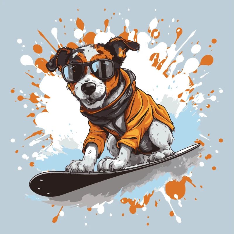 Jack Russel Terrier Hund Snowboard