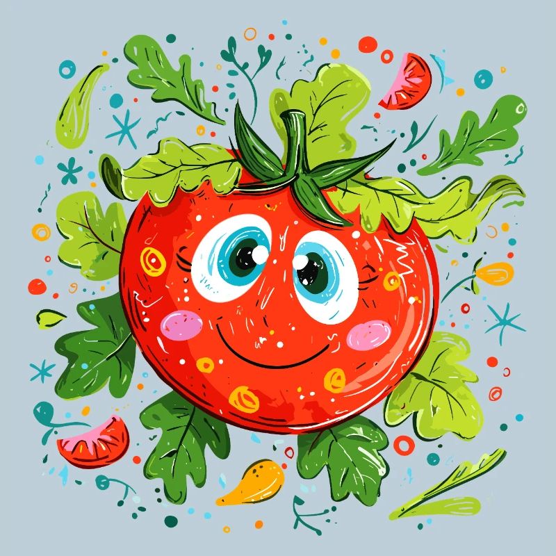 Tomate joyeuse à motif vert
