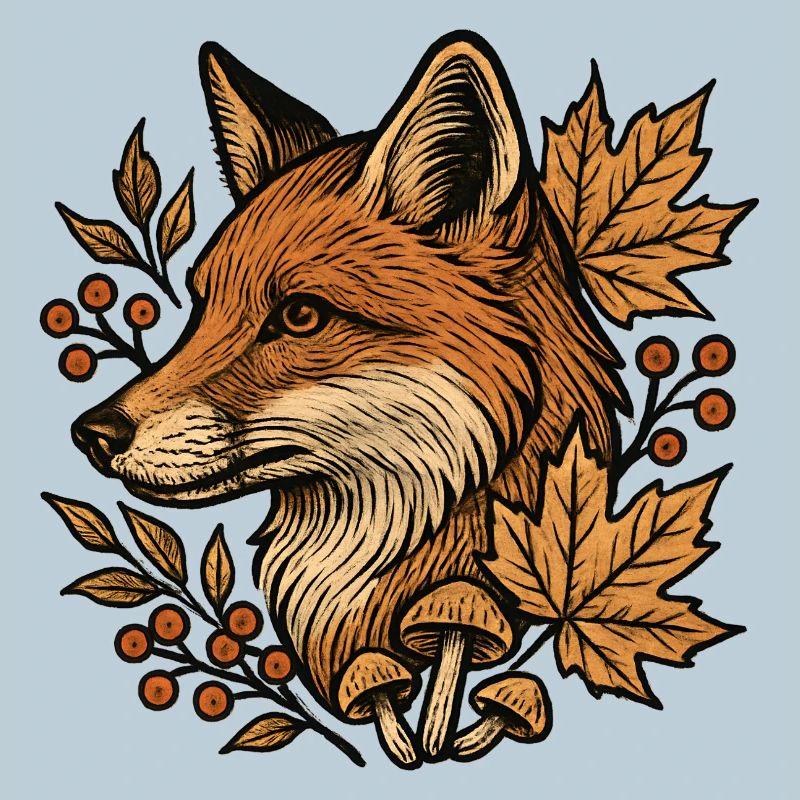 Autumn fox in the leaf circle