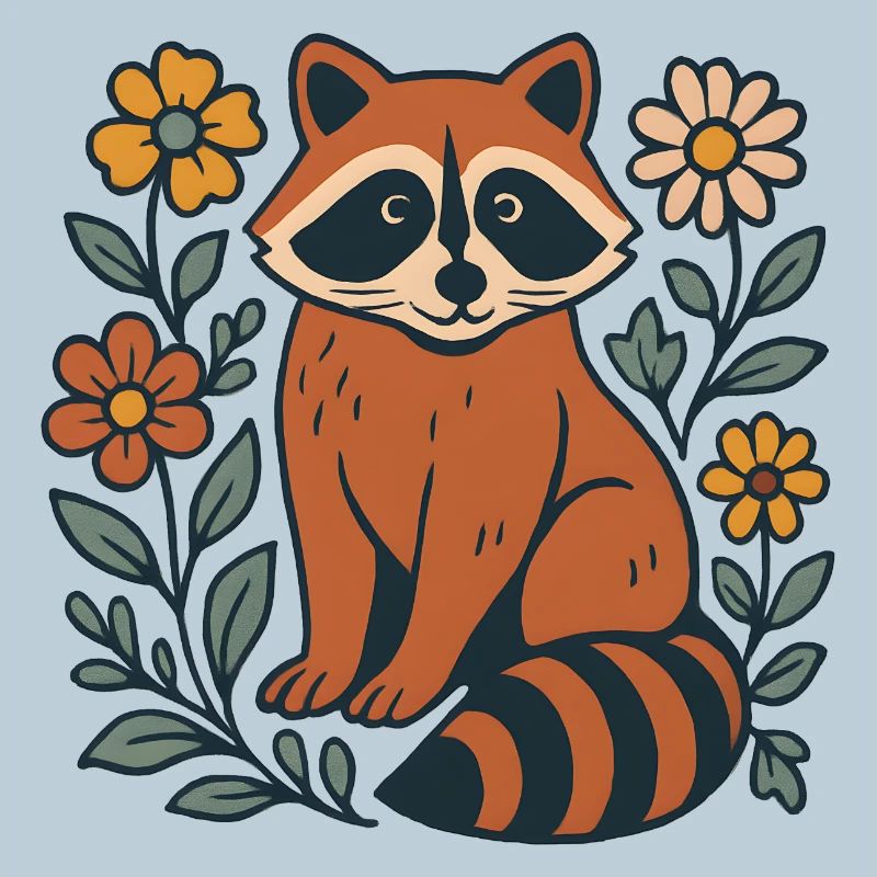 Red Panda in the Flower Circle