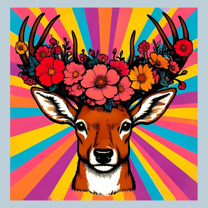 Hirsch mit Blumen
