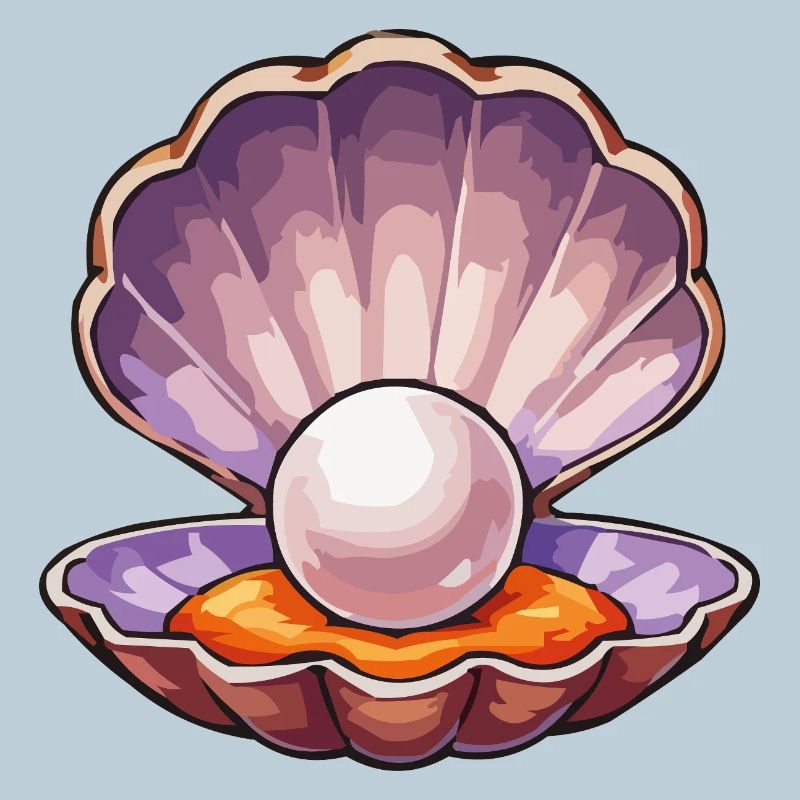 Iridescent pearl in shell