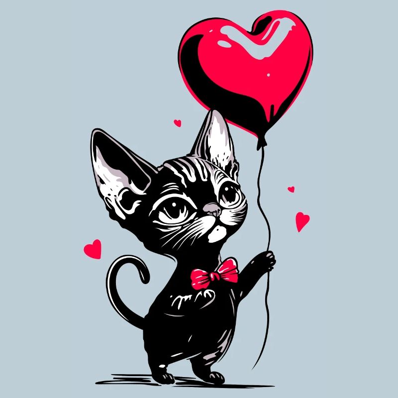Katze Sphynx Herz Luftballon - Heartful Creatures