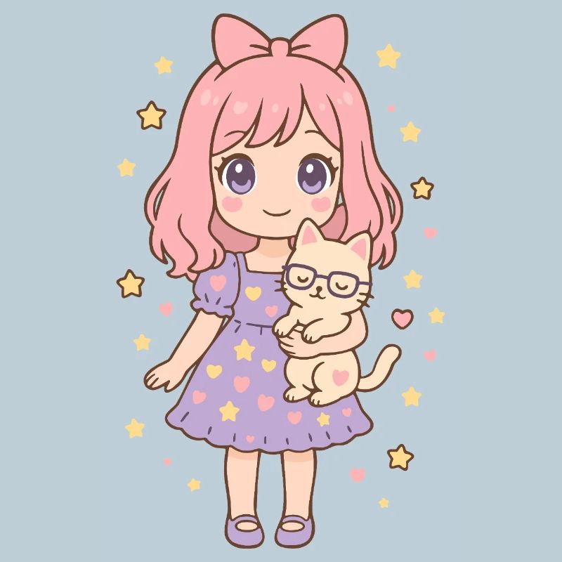 Kleines Mädchen mit Katze von Helfspawn