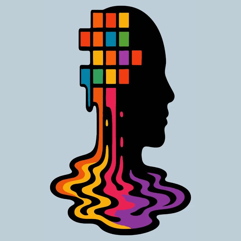 Rainbow Pixel Melt Portrait