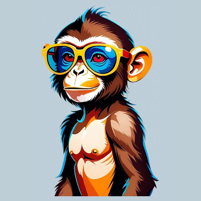 Colorful monkey with retro sunglasses