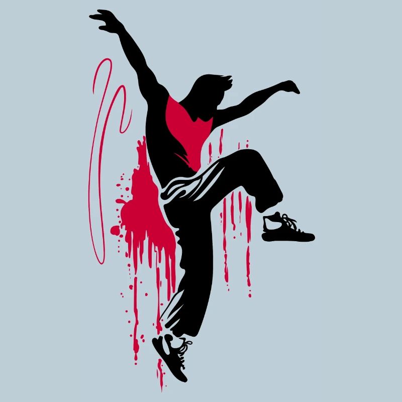Breakdancer Dancer Silhouette in Red Black
