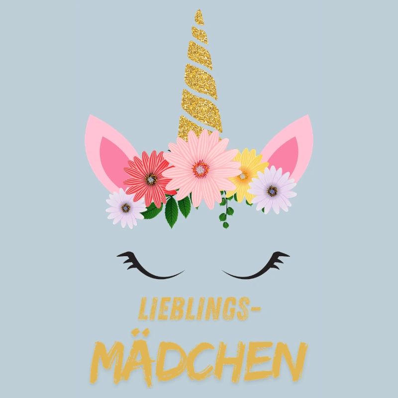 Lieblingsmädchen – Süßes Einhorn mit Blumen & gold