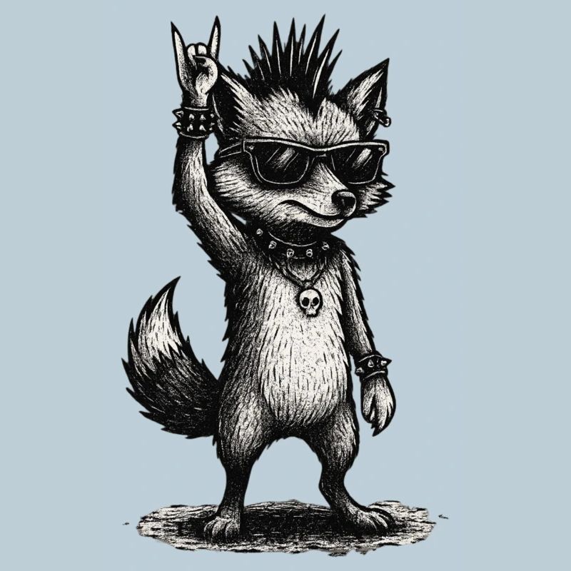 Rock Punk Fox with Sunglasses and Studs