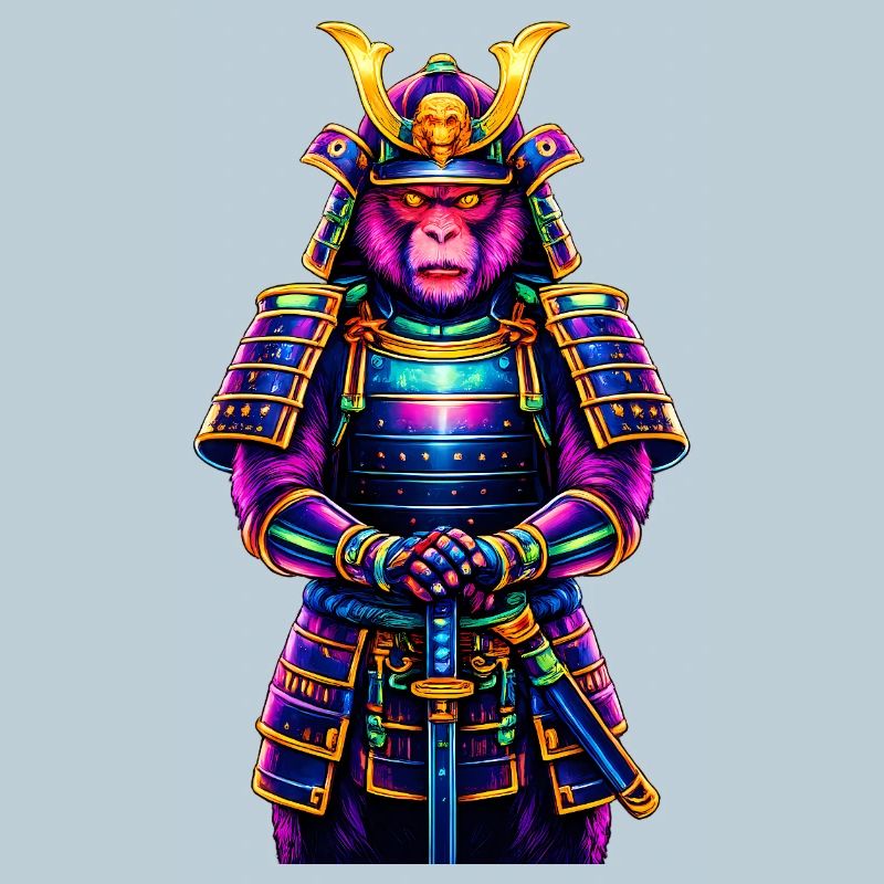 Neon-Samurai-Affe Japanisches Krieger-Tier